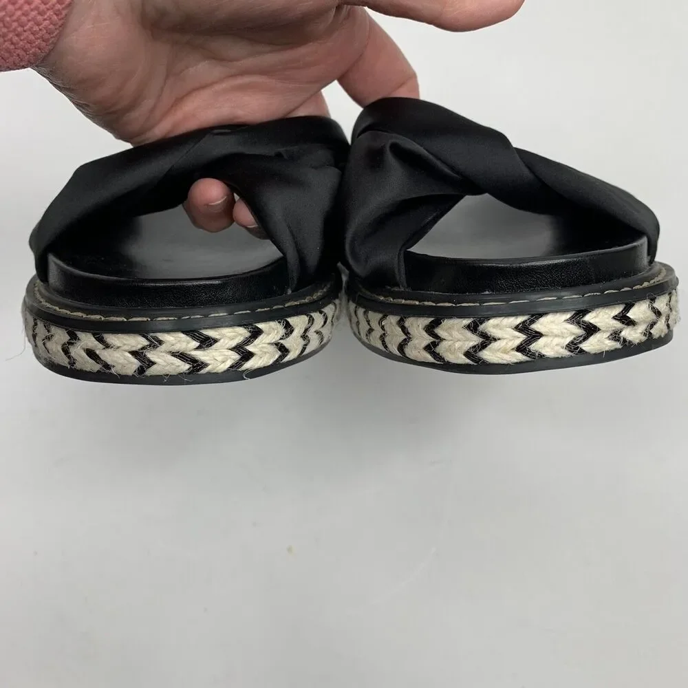 BCBGeneration Size‎ 6 Sandals Slides Essina Knotted Black Round Toe Flat Women’s